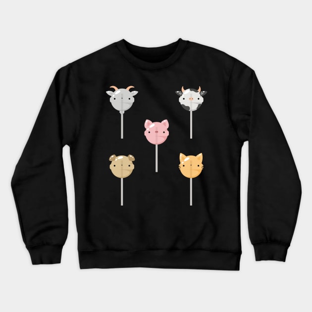 Farm animals lollipop set Crewneck Sweatshirt by Nikamii